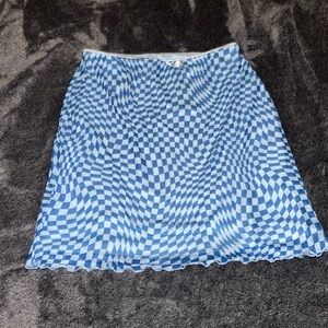 Very cute blue/baby blue checkered skirt/little ruffles on bottom with laceband